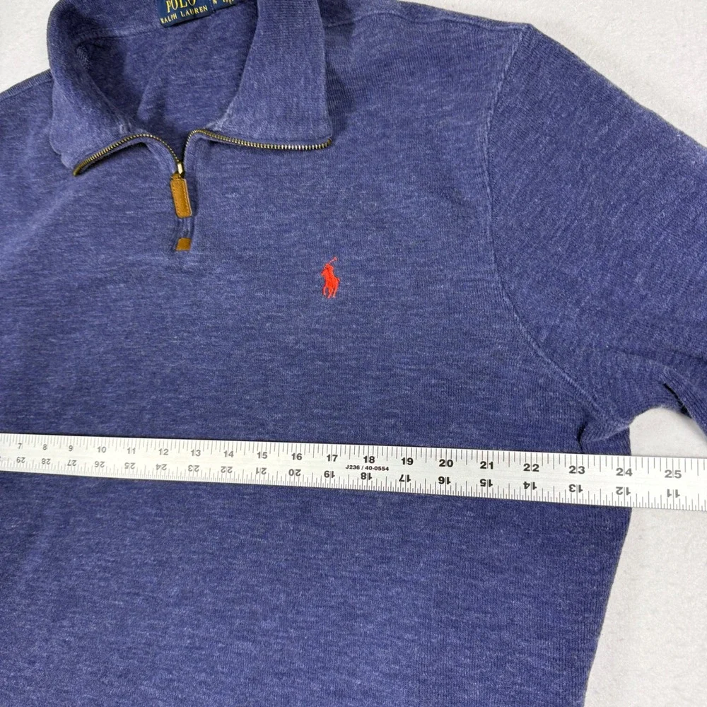 Polo Ralph Lauren Quarter Zip Pullover Mens XL Blue Heathered Cotton Sweater